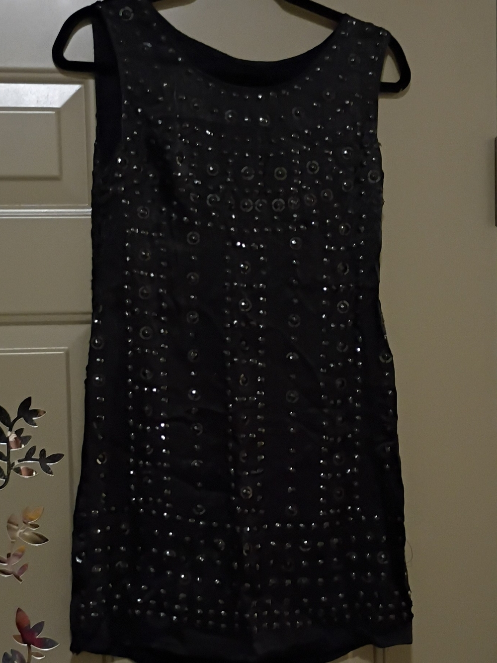 Black Sequin-Embellished Sleeveless Mini Dress